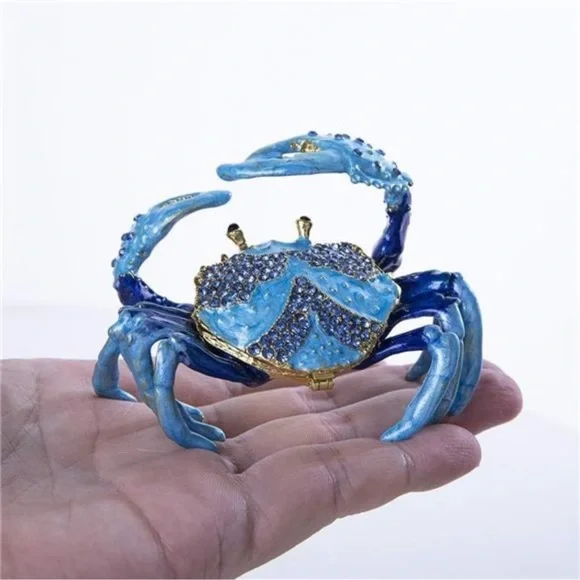 Crab Jewelry Trinket Boxes Hinged Animal Jeweled Trinket Box Decorative New Jewelry Organizers
